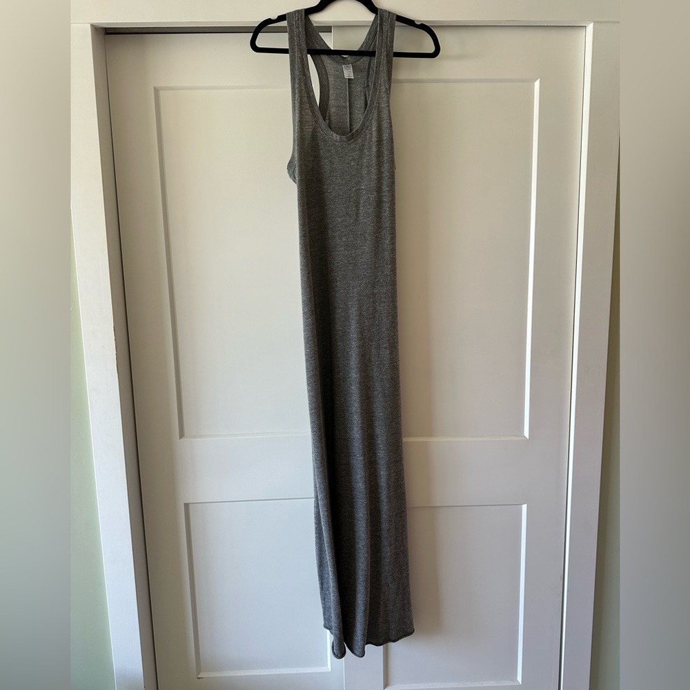 Alternative Gray Sheath Maxi Dress Scoop Neck Sleeveless